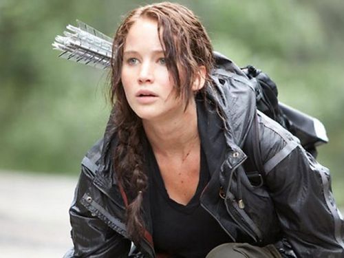 Jennifer Lawrence as Katniss in THE HUNGER GAMES